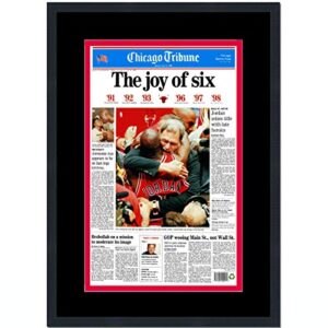 framed chicago tribune bulls the joy of six 1998 nba finals champions 17x27 basketball newspaper cover photo professionally matted