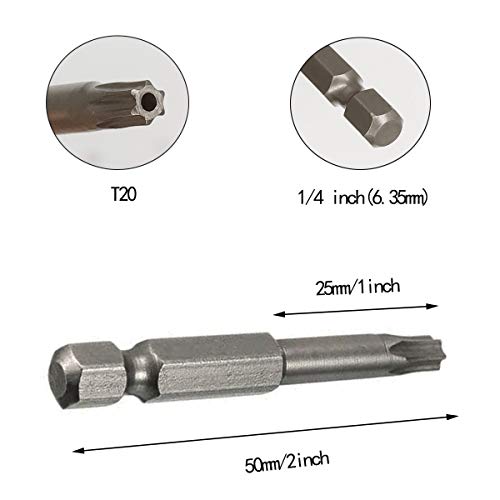 10PCS 2"/50mm T27 Torx Head Screwdriver Bit Set, 1/4 Inch Hex Shank with Quick Release Slot,S2 Steel Magnetic Security Tamper Proof Star 6 Point Screw Driver Kit Tools(TT27)