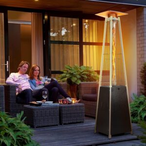 Incbruce Outdoor Heater Standing Patio Heater, 41000 BTU Stainless Steel Propane Patio Heater, Portable Propane Heater with Wheels for Patio and Garden (Matte Gold)