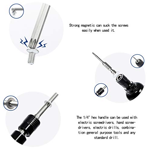 10PCS 6"/150mm T27 Torx Head Screwdriver Bit Set, 1/4 Inch Hex Shank with Quick Release Slot,S2 Steel Magnetic Security Tamper Proof Star 6 Point Screw Driver Kit Tools