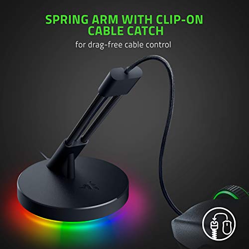 Razer Mouse Bungee V3 Chroma - Mouse Cable Holder with RGB Lighting (Spring Arm with Cable Clip, Heavy Non-Slip Base, Cable Management) Black