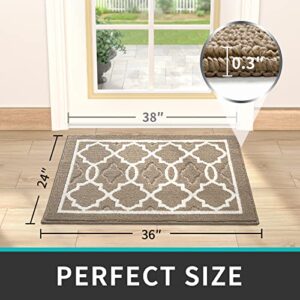 DEXI Indoor Door Mat, 36"x24" Non-Slip Low-Profile Entrance Rug, Absorbent Machine Washable Front Doormats for Back Door, High Traffic Areas, Sandrift Brown