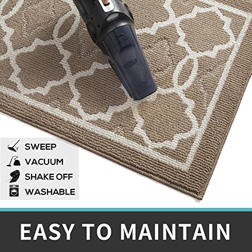 DEXI Indoor Door Mat, 36"x24" Non-Slip Low-Profile Entrance Rug, Absorbent Machine Washable Front Doormats for Back Door, High Traffic Areas, Sandrift Brown