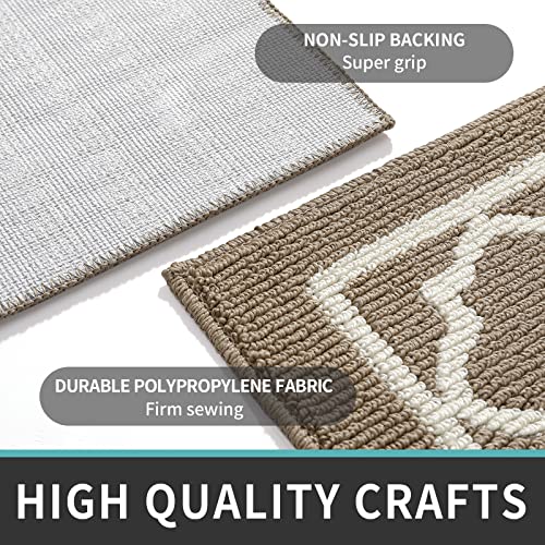 DEXI Indoor Door Mat, 36"x24" Non-Slip Low-Profile Entrance Rug, Absorbent Machine Washable Front Doormats for Back Door, High Traffic Areas, Sandrift Brown