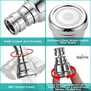 BQZONE Kitchen Faucet Sprayer Head For Replacement 360° Rotatable Faucet Swivel Adaptor Moveable Kitchen Tap Head High Pressure Booster Easy to Wash Dishes,Vegetables and Fruits(Solid Brass)