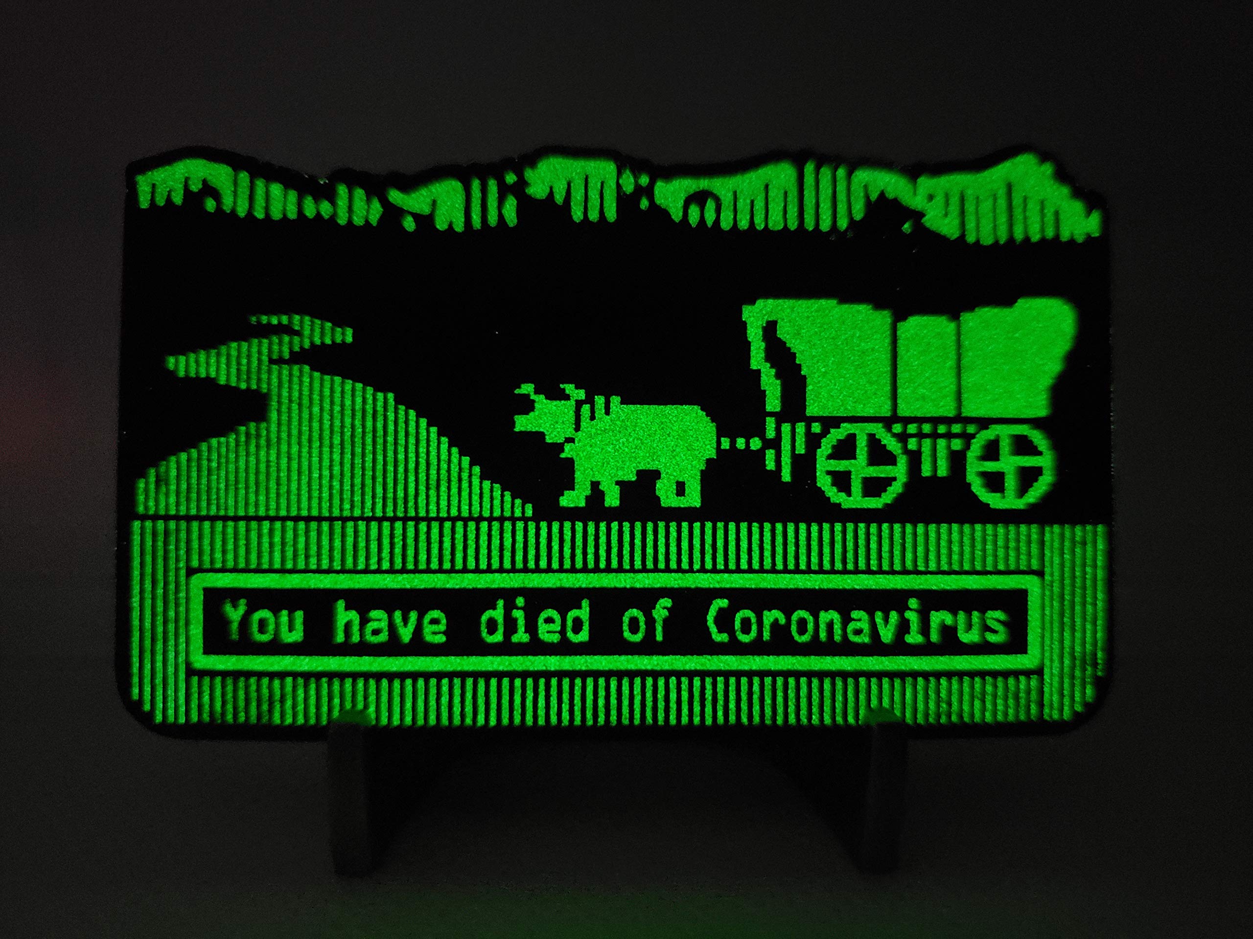 Glowing Challenge Coin - You Have Died of Corona - Like Oregon Trail You Have Died of Dysentery