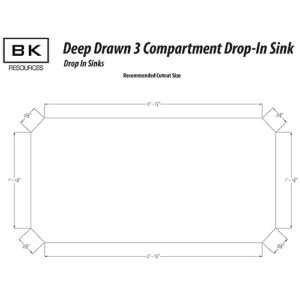 BK Resources DDI3-10141024 Three Compartment Drop-in Deck Mount Sink 10" x 14" x10" Bowl