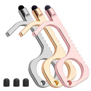 winwang no touch door opener tool multifunctional touchless door opener with stylus tool button pusher (gold, silver, rose)