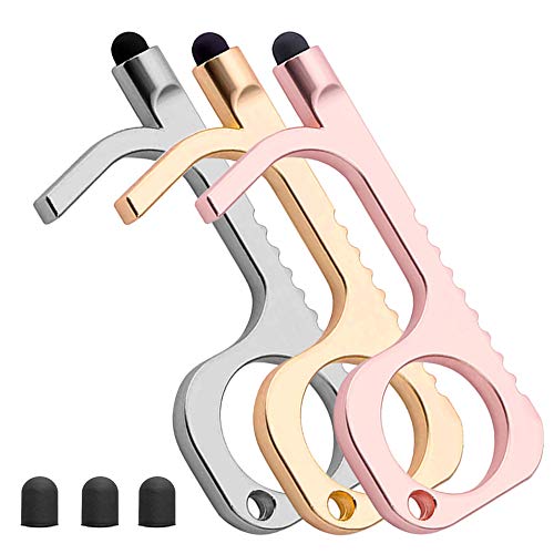WINWANG No Touch Door Opener Tool Multifunctional Touchless Door Opener with Stylus Tool Button Pusher (Gold, Silver, Rose)