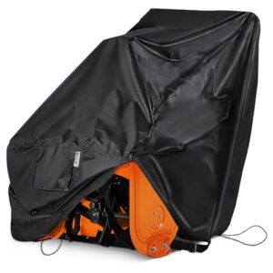 ic iclover snow blower cover, universal fit two stage snow thrower cover, heavy duty 600d polyester fabric waterproof, sun uv dust snow proof, with drawstring & windproof buckles, outdoor protection