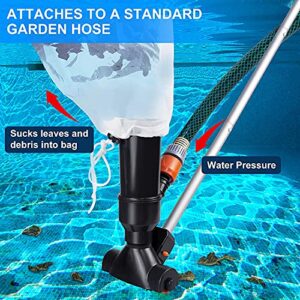 Swimming Pool Jet Vacuum Cleaner Underwater with 5 Section Pole, Portable Pool Mini Jet Vacuum Suction Head for Above Ground Pool Spas Hot Tub Ponds & Fountains