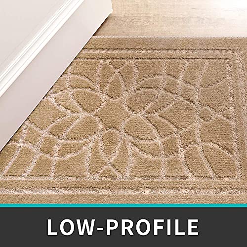 DEXI Front Door Mat for Home Entrance, 20"x32" Non-Slip Absorbent Floor Mats Low-Profile Washable Doormat for Entryway, Garage, Patio, Beige