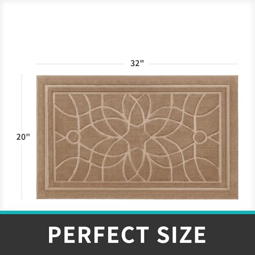 DEXI Front Door Mat for Home Entrance, 20"x32" Non-Slip Absorbent Floor Mats Low-Profile Washable Doormat for Entryway, Garage, Patio, Beige