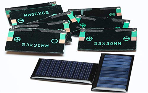 HUAZHU 5V 30mA 53X30mm Micro Mini Power Solar Cells for Solar Panels - DIY Projects - Toys - 3.6v Battery Charger 10PCS