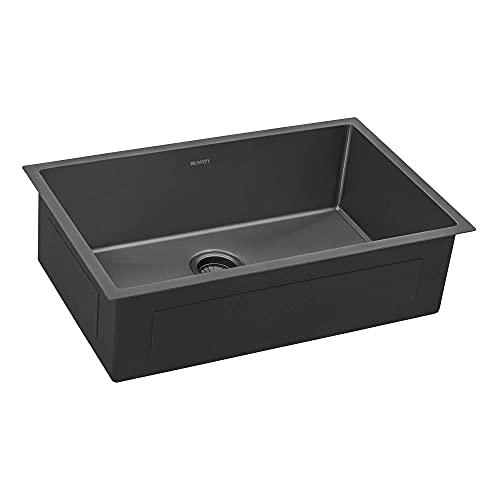 Ruvati 30-inch Undermount Gunmetal Black Stainless Steel Kitchen Sink 16 Gauge Single Bowl - RVH6300BL