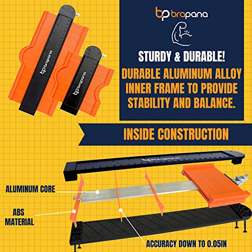 Contour Gauge with Lock Set 10” and 5”, Profile Duplicator Tool with Precision and Master Outline Plastic Measuring Templates & Duplication for Curves, Corners, Irregular Shapes, Woodworking Guide