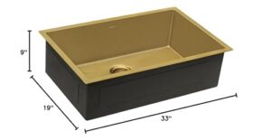 ruvati 33-inch undermount satin brass matte gold stainless steel kitchen sink 16 gauge single bowl - rvh6433gg