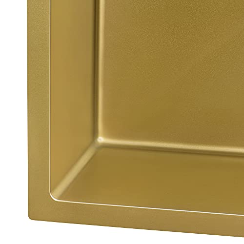 Ruvati 33-inch Satin Brass Matte Gold Stainless Steel 60/40 Double Bowl Apron-Front Farmhouse Kitchen Sink - RVH9742GG