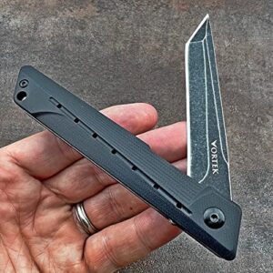 VORTEK Ball Bearing Pivot System Folding Pocket Knife, Everyday Carry, 8Cr13MOV Tanto Blade