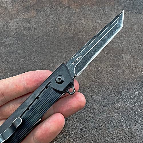 VORTEK Ball Bearing Pivot System Folding Pocket Knife, Everyday Carry, 8Cr13MOV Tanto Blade