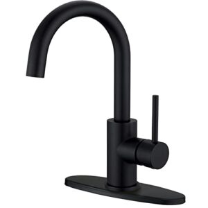 besy modern single handle wet bar sink faucet,single hole bathroom kitchen faucet,rv small bathroom sink faucet with 6 inch cover plate,bar vanity faucet,stainless steel/matte black(1 & 3 hole)
