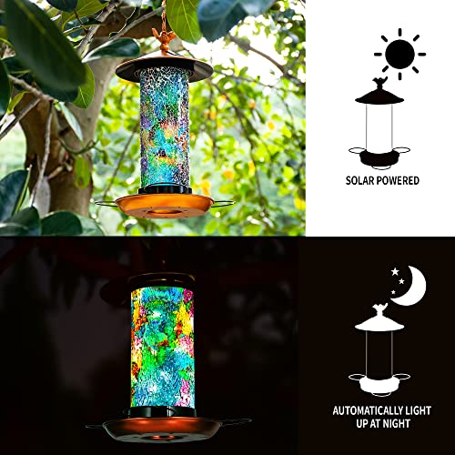 XDW-GIFTS 2023 Newest Solar Wild Bird Feeder Hanging for Garden Yard Outside, Waterproof Lantern Design, Solar Bird Feeder as Gift Ideas for Bird Lovers