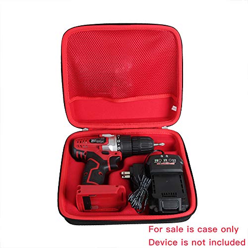 Hermitshell Hard Travel Case for Avid Power 20V MAX Lithium Ion Cordless Drill, Power Drill Set with 3/8 inches Keyless Chuck, Variable Speed, 16 Position and 22pcs Drill/Driver Bits (Black+Red)