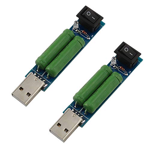 E-outstanding 2pcs Load Resistance Module 5V1A/2A Switchable Load Resistance Discharging Ageing Resistance Electronic Load Detector USB Mini Battery Load Tester Power Bank Discharge Resistor