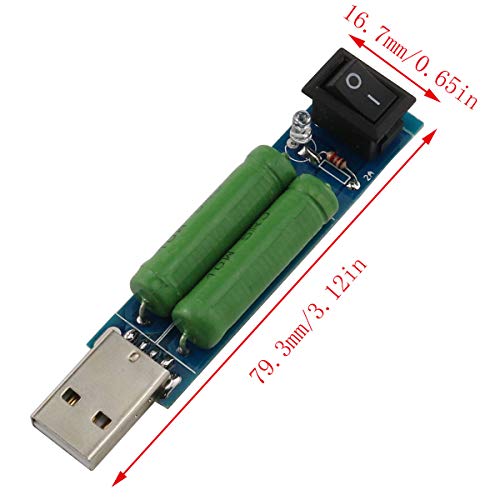 E-outstanding 2pcs Load Resistance Module 5V1A/2A Switchable Load Resistance Discharging Ageing Resistance Electronic Load Detector USB Mini Battery Load Tester Power Bank Discharge Resistor