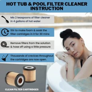 AhhSome Hot Tub, Swim Spa & Pool Filter Cleaner, Hot Tub Filters & Cartridge Cleaner Soak Solution, Works Great on Sand Filters, Improves Tub Filter Efficiency, 6 Months Cleaning in a Single Container