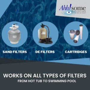 AhhSome Hot Tub, Swim Spa & Pool Filter Cleaner, Hot Tub Filters & Cartridge Cleaner Soak Solution, Works Great on Sand Filters, Improves Tub Filter Efficiency, 6 Months Cleaning in a Single Container