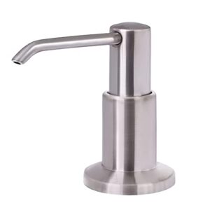 plumboss e1000 built in soap dispenser for kitchen sink - multipurpose stainless steel pump with 500ml bottle for dish soap, hand lotion, and hand sanitizer - refill from the top - brushed nickel