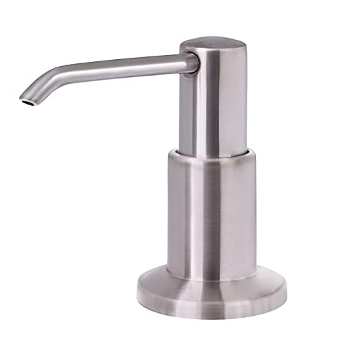 PlumBoss E1000 Built in Soap Dispenser for Kitchen Sink - Multipurpose Stainless Steel Pump with 500mL Bottle for Dish Soap, Hand Lotion, and Hand Sanitizer - Refill from The Top - Brushed Nickel