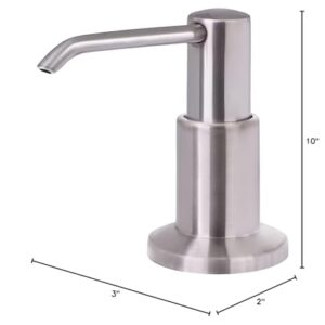 PlumBoss E1000 Built in Soap Dispenser for Kitchen Sink - Multipurpose Stainless Steel Pump with 500mL Bottle for Dish Soap, Hand Lotion, and Hand Sanitizer - Refill from The Top - Brushed Nickel