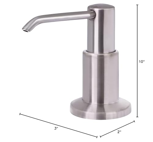 PlumBoss E1000 Built in Soap Dispenser for Kitchen Sink - Multipurpose Stainless Steel Pump with 500mL Bottle for Dish Soap, Hand Lotion, and Hand Sanitizer - Refill from The Top - Brushed Nickel