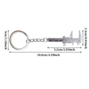 Honbay 2PCS Mini Metal Movable Vernier Caliper Ruler Key Chain Keyring for Men Women