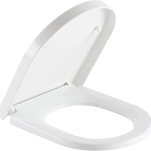 SADALAK Toilet Seat D Shape Soft Close Quick Release Easy Clean Toilet Seat Replacement with Non-Slip Bumpers for Bathroom White