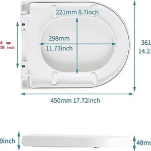 SADALAK Toilet Seat D Shape Soft Close Quick Release Easy Clean Toilet Seat Replacement with Non-Slip Bumpers for Bathroom White