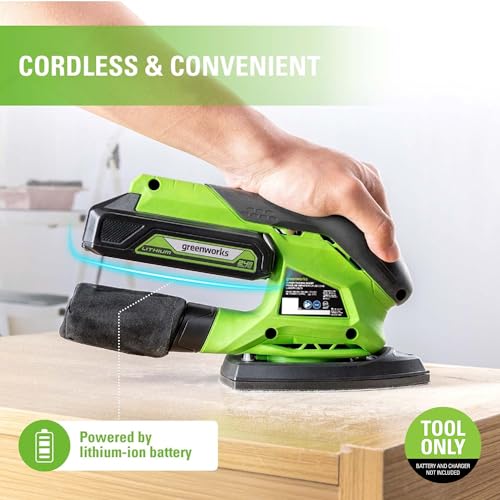 Greenworks 24V Cordless Finishing Sander 11,000 OPM, Tool-Only (Battery and Charger Sold Separately)