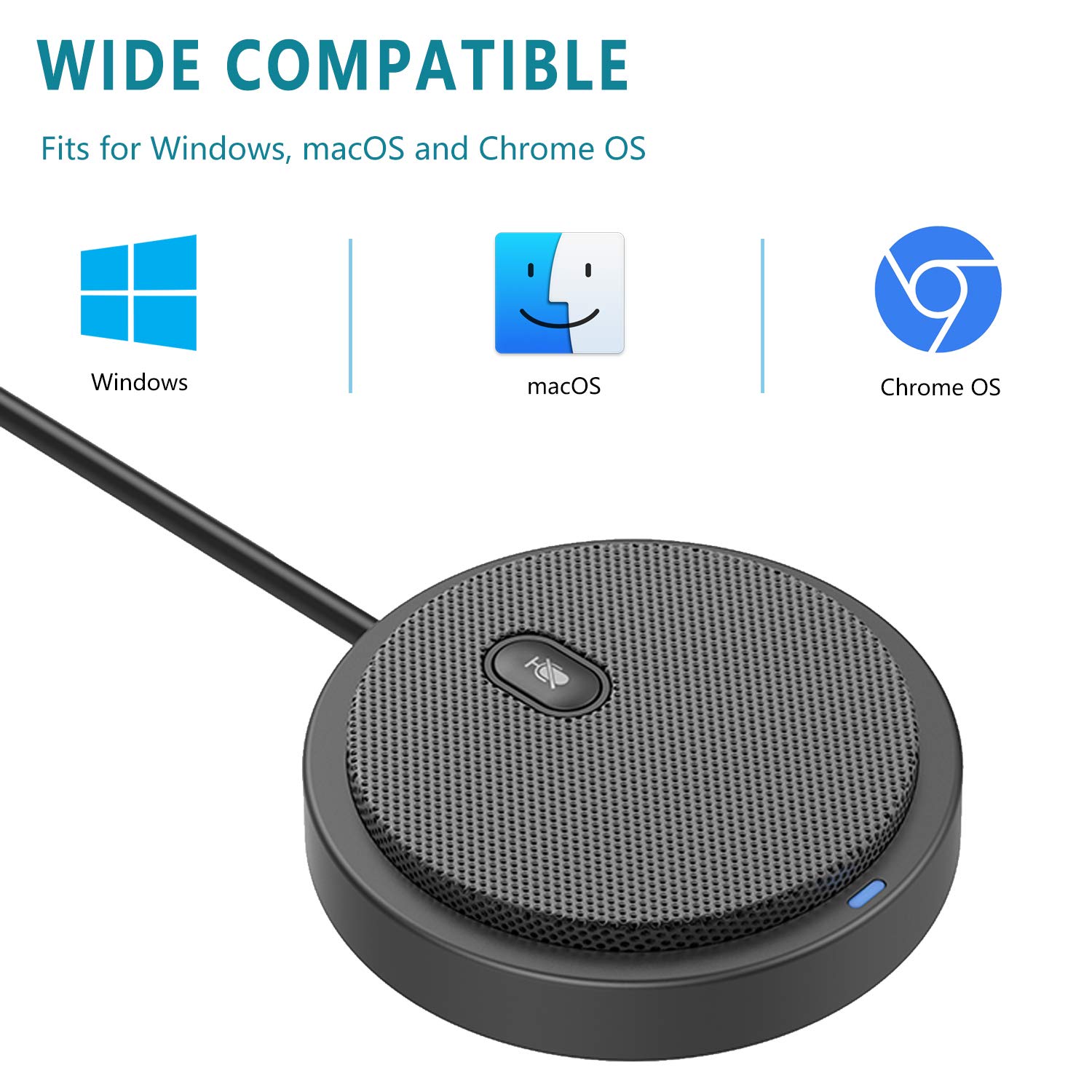 Upgraded USB Conference Microphone for Computer, 360° Omnidirectional Condenser Mic with Mute Key, Great for Video Conference, Gaming, Chatting, Skype, Plug & Play, Windows macOS, Ideal for Gift