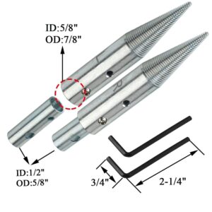 1/2" & 5/8" Tapered Spindle Adapter Threaded for Buffing Polishing Wheel for Bench Grinder Left and Right - 1 Pair