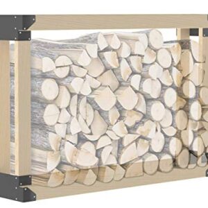 c2M Width Adjustable Outdoor Firewood Log Storage Rack 68 Piece Bracket Kit (2 Pack) | Heavy Duty Adjustable Custom Wood Storage Holder for Fireplace or Firepit | Made in the USA