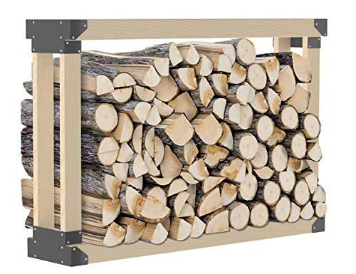 c2M Width Adjustable Outdoor Firewood Log Storage Rack 68 Piece Bracket Kit (2 Pack) | Heavy Duty Adjustable Custom Wood Storage Holder for Fireplace or Firepit | Made in the USA