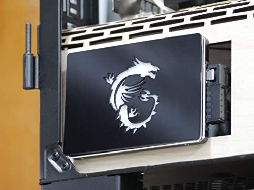 Savant PCs SSD 2.5 Inch Hard Drive Shroud Cover with Dragon Logo Design with Adhesive Backing - Black and White