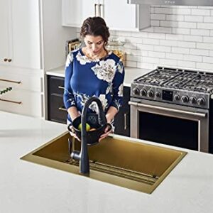 Ruvati 33 x 22 inch Satin Brass Matte Gold Stainless Steel Drop-in Topmount Kitchen Sink Single Bowl - RVH5005GG