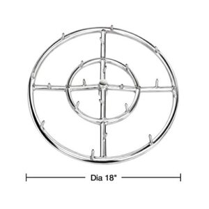 Stanbroil 18" Stainless Steel Round Jet Burner Ring for Natural or Propane Gas Fire Pit, 304 Series Stainless Steel, Double Ring