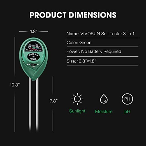 VIVOSUN Digital PH Meter, TDS and EC Pen for Water, Soil Moisture Tester