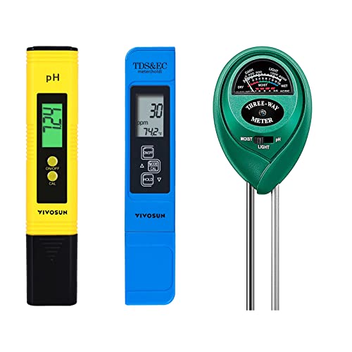 VIVOSUN Digital PH Meter, TDS and EC Pen for Water, Soil Moisture Tester