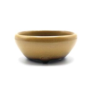 bonsai ceramic pot round shape three legs glazed (4, ki-yu)