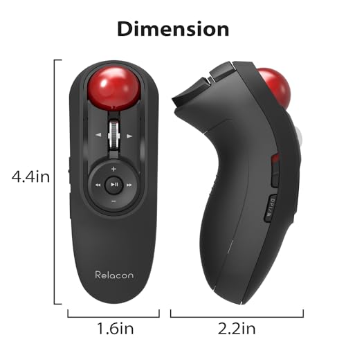 ELECOM Relacon Handheld Trackball Mouse, Thumb Control, Left Right Handed Mice, Bluetooth, 10-Button Function, Ergonomic Design, Optical Gaming Sensor, Smooth Red Ball, Windows11, macOS (M-RT1BRXBK)